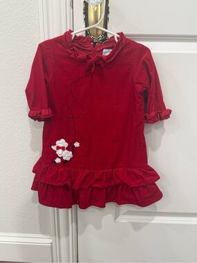 Girls Florence Eiseman Red Corduroy Poodle Dress Ruffle Tiered 3T